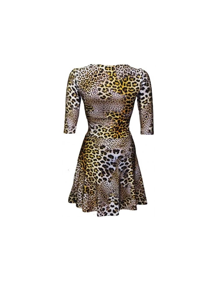 Classic Original Leopard Cheetah Animal Skin Print Three Quarter Sleeve Dress