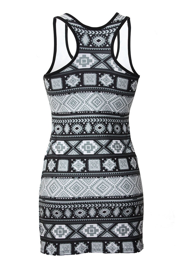 Black And White Aztec Tribal African Pattern Long Vest Top