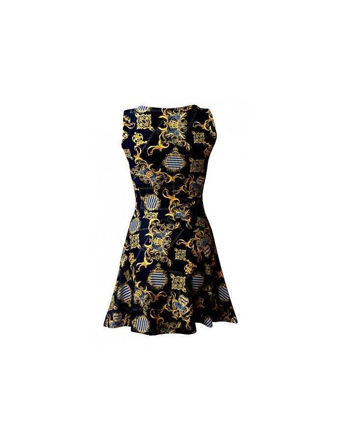 Luxury Royal Baroque Floral Damask Printed Skater Dress