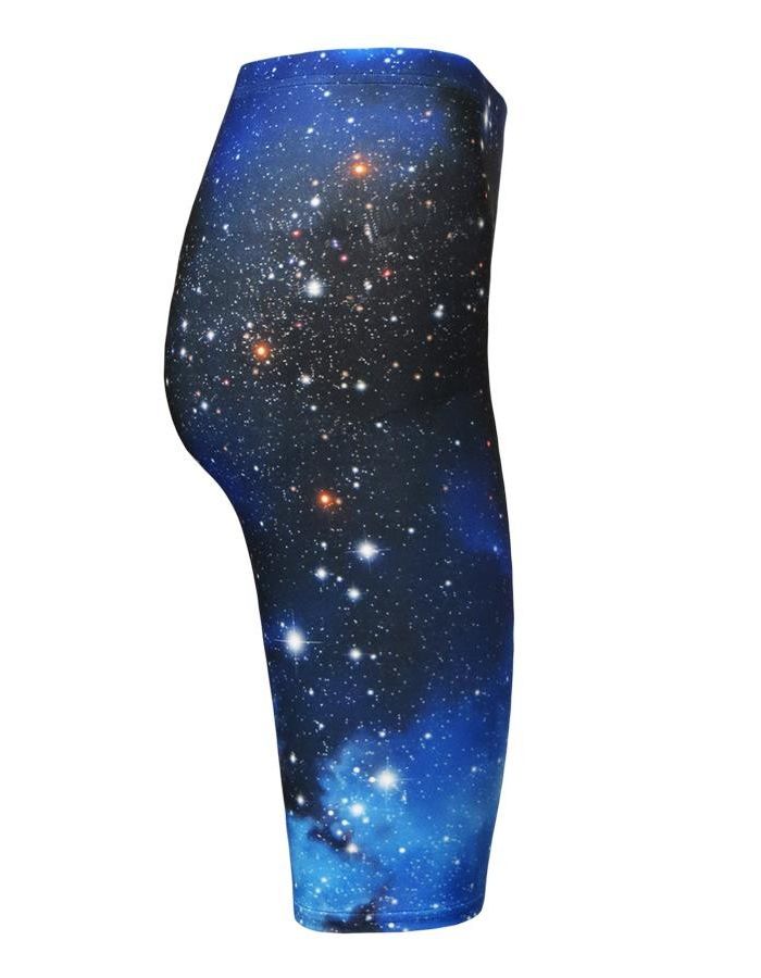 Blue Galaxy Planets Cosmos And Space Printed Cycle Shorts 