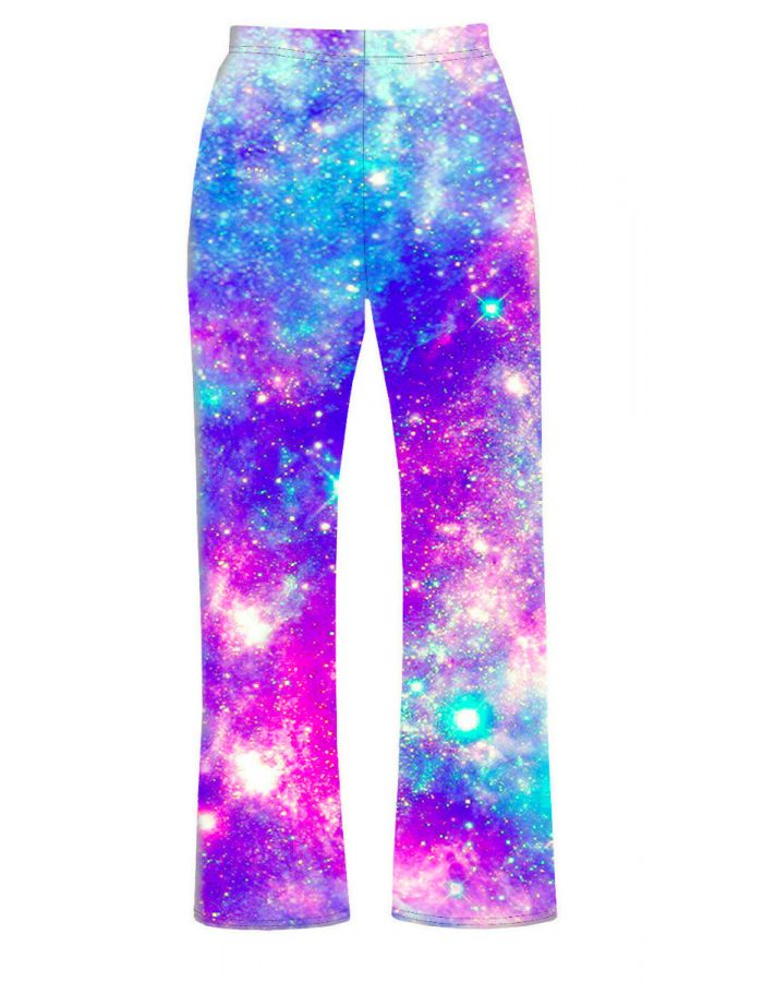 Multi Galaxy Blue Space Stars Printed Loungewear Sleepwear Pyjama Bottoms