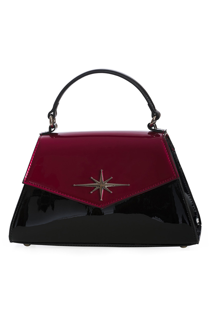 Burgundy Black Retro Star Dance The Night Away Handbag