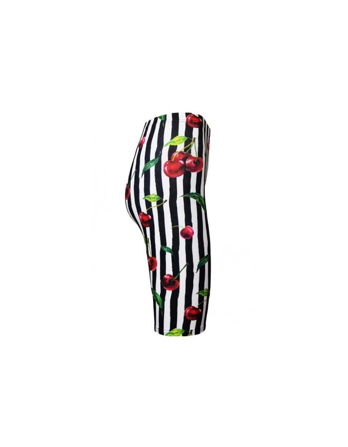 Cherry Tart Monochrome Striped Vintage Retro Print Cycle Shorts 