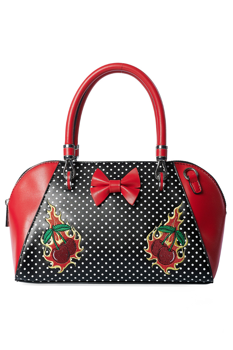 Cherry Polka Dots Red Bow Retro Blaze Handbag