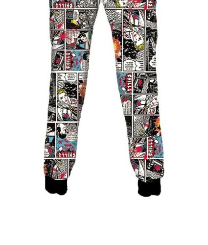 Unisex Comic Strip Book Retro Classic Fleece Printed Sweatpants Jogging Bottom