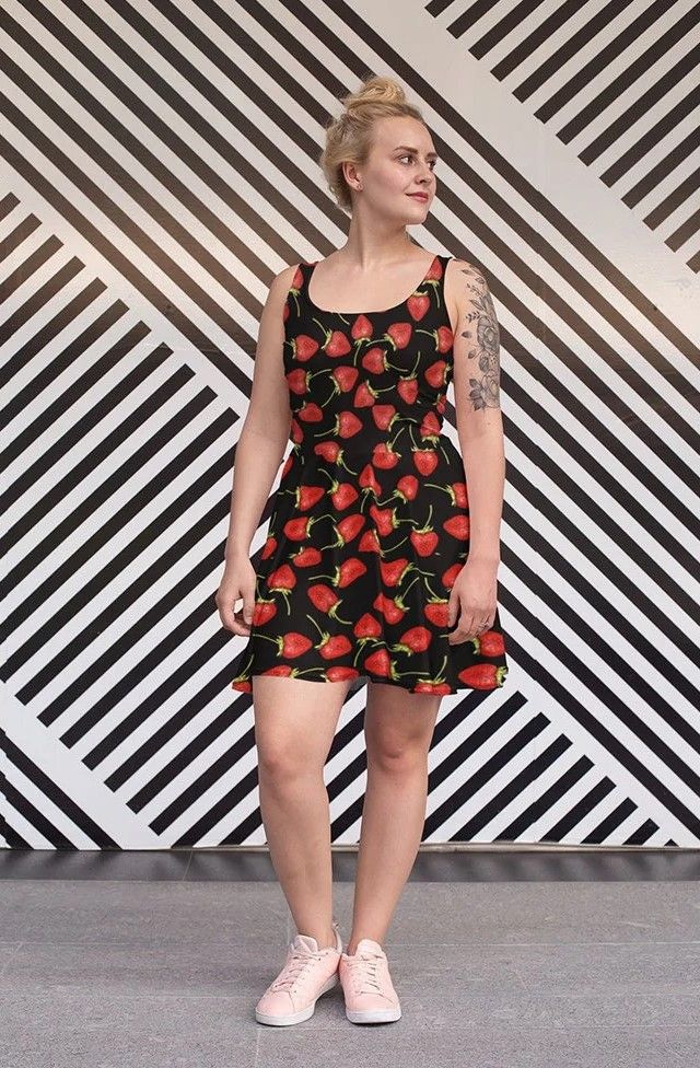 Strawberry Summer Fruits Festival Printed Skater Dress