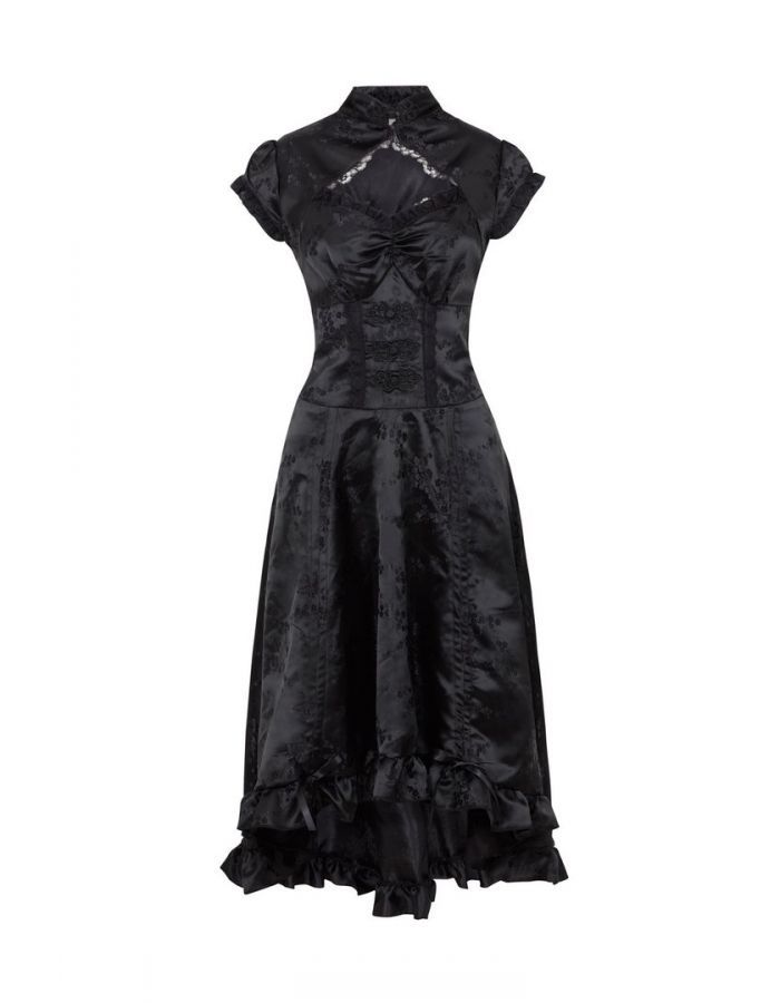 Jawbreaker Black Gothic Victorian Retro Sweetheart Neckline Frill Dress