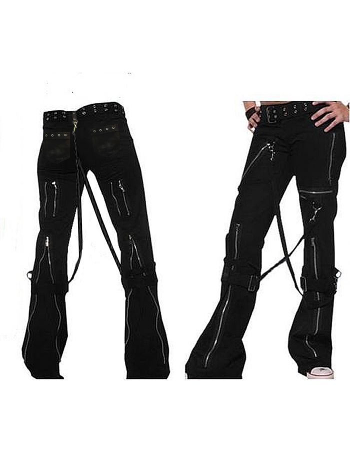 Gothic Black Slim-Fit Ladies Womens Bondage Trousers Goth Punk Emo Gothic Black Slim-Fit Ladies Womens Bondage Trousers Goth Punk Emo