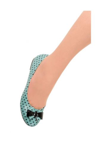 Banned Retro Vintage Mint Polka Dots Bow Ballerina Pumps Shoes