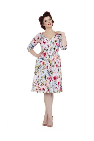 Voodoo Vixen Rose Floral Flowers Vintage Retro Dress