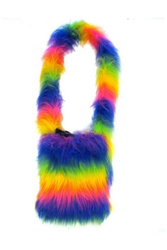 Multi Long Fluffy Furry Fabric Shoulder Handbag Rave Party