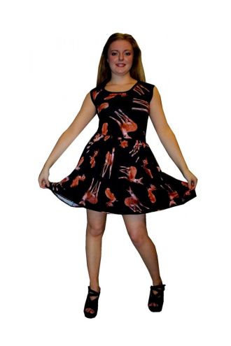 Women's Cute Deer Animal Print Funky Rockabilly Swing Sleeveless Gathering Dress Goth Punk