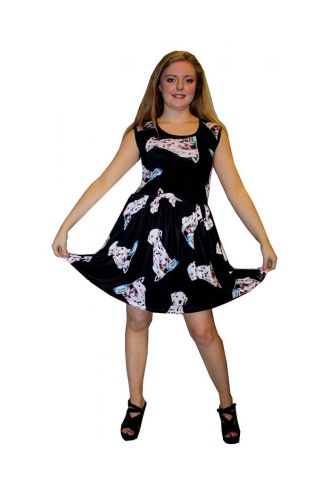 Women's Dalmatian Dogs Animal Rockabilly Swing Sleeveless Gathering Dress Goth Punk