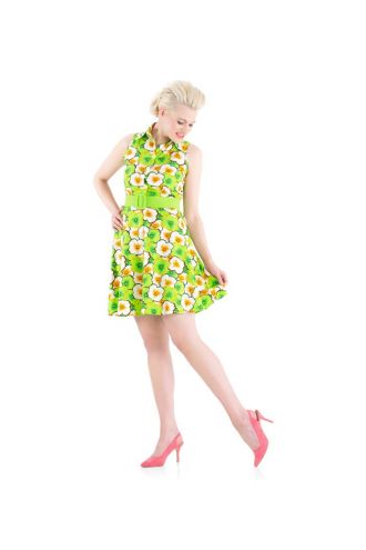 Lime Green Floral Vintage 50's Rockabilly Swing Summer Mini Dress