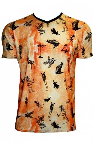 Walk The Nile! Ancient Egyptian Symbols V-Neck T-Shirt Tee