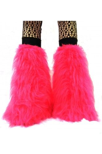 Neon-UV Hot Pink Fluffy Legwarmers - Boot Covers.