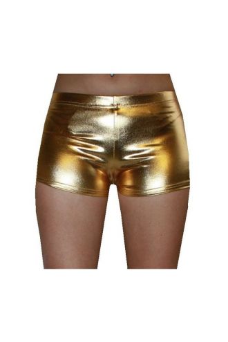 Gold Wetlook Metallic Hot Pants