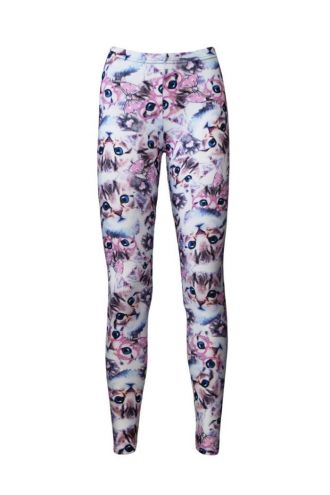 Cute Kitty Cat With Paw Glasses Bow Alternative Printed Leggings