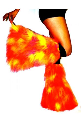 Pink And Yellow Neon UV Legwarmers/Boot Covers Fluffies Cyber Rave