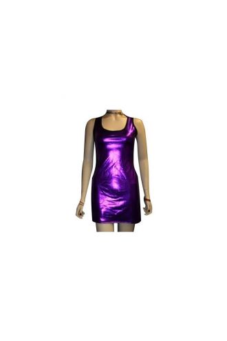 Purple Metallic Wetlook Shiny Long Vest Top