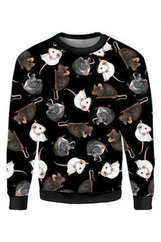 Cute Mouse Rats Printed Crew Neck Sweatshirt Jumper