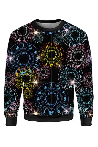 Unisex Astrology Horoscope Star Sign Zodiac Printed Crew Neck Sweatshirt Jumper