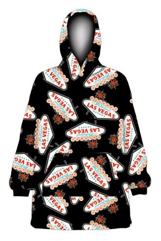 Unisex Las Vegas City Nevada Lights Printed Oversized Blanket Fleece Hoodie