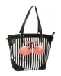 Banned Vintage Retro Flamingo Striped Stripe Handbag Hand Bag
