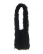 Black Long Fluffy Furry Fabric Shoulder Handbag Rave Party