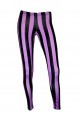 Purple & Black Vertical Stripes Printed Leggings