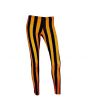 Orange & Black Vertical Stripes Printed Leggings