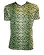 Men's Green Leopard Print V-Neck T-Shirt Top Goth Punk Rock Emo Clubbing Rave