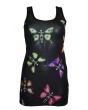 Butterfly Tattoo Skeleton Print Long Vest Summer Dress Top