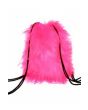 Pink Reflective Long Fluffy Furry Fabric Backpack Hand Bag