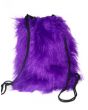 Purple Reflective Long Fluffy Furry Fabric Backpack Hand Bag
