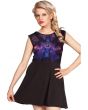 Trippy Gothic Peacock Skulls Animal Print Alternative Sleeveless Skater Dress