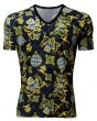  Luxury Royal Baroque Floral Damask Printed V-Neck T Shirt