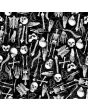 Gothic Skeletons Skulls Bones Ribcage Heart Anatomy Print Stretch Spandex Fabric Alternative UK Sewing Apparel Punk