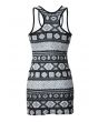 Black And White Aztec Tribal African Pattern Long Vest Top