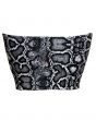 Classic Monochrome Snake Python Skin Print Crop Bandeau Top