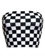 Monochrome Chequered Chess Board Crop Bandeau High Waist Bikini Pants Coord Set