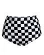 Monochrome Chequered Chess Board Sleeveless Crop Top High Waist Bikini Pants Coord Set