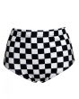 Monochrome Chequered Chess Board Crop Bandeau High Waist Bikini Pants Coord Set