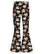 Kitty Cat Bows Sugar Skull Tattoo Floral Printed Bell Bottom Flare High Waist Leggings