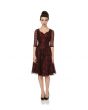 Red & Black Lace Classic Vintage Patterened Knee Length Dress