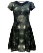 Ethereal Graveyard Gothic Skulls Church Crow Print Bats Collar Dress