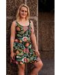 Vintage Decorative Blossom Floral Leaves Flowers Retro All Over Printed Fit & Flared Sleeveless Skater Dress