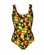 Retro Colourful Summer Flowers Wild Meadow Floral Print Swimsuit Bodysuit