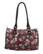 Floral Red Roses Sugar Skull Vintage Stud Mini Bowling Rockabilly Bowl Bag