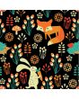 Fox, Rabbit And Hedgehog Animal Nature Mushroom Digital Print  Stretch Spandex Polyester Fabric Sewing Apparel Alternative